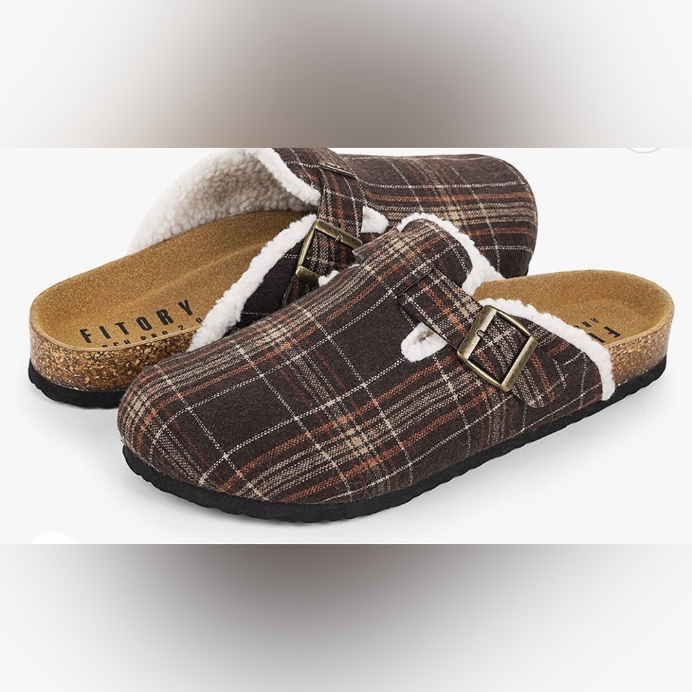 men’s slippers with arch support, cork house slides with adjustable buckle strap